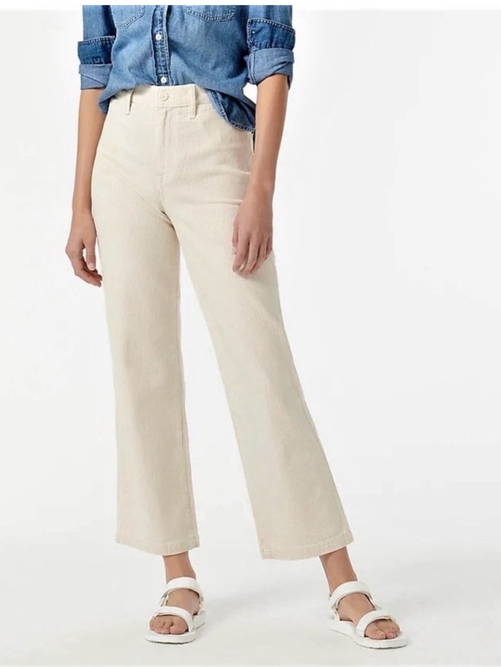 J Crew Slim Wide Leg Jean in Khaki Stripe Size 30